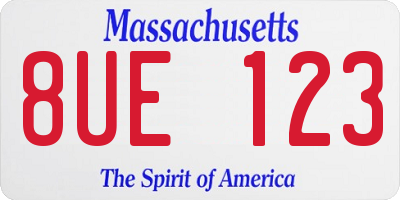 MA license plate 8UE123