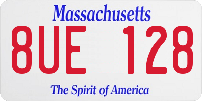 MA license plate 8UE128