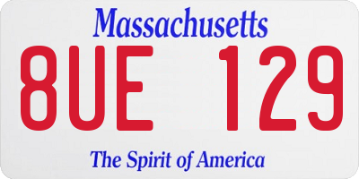 MA license plate 8UE129