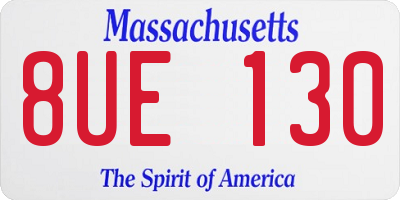 MA license plate 8UE130
