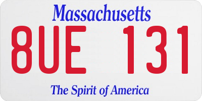 MA license plate 8UE131