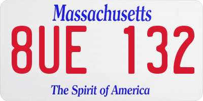 MA license plate 8UE132