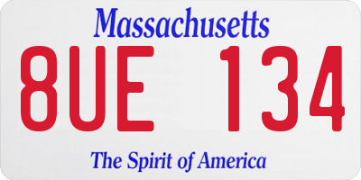 MA license plate 8UE134