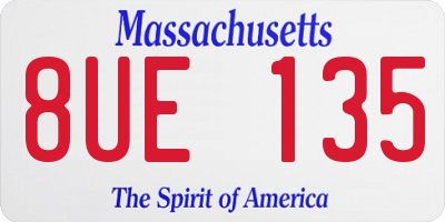 MA license plate 8UE135