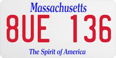 MA license plate 8UE136