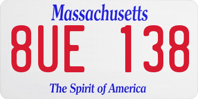 MA license plate 8UE138