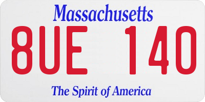 MA license plate 8UE140