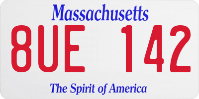 MA license plate 8UE142