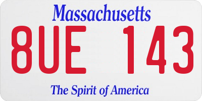 MA license plate 8UE143