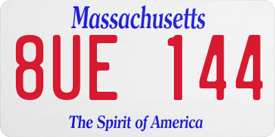 MA license plate 8UE144