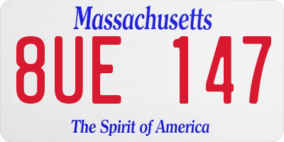 MA license plate 8UE147