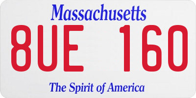 MA license plate 8UE160