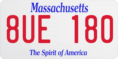 MA license plate 8UE180