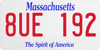MA license plate 8UE192