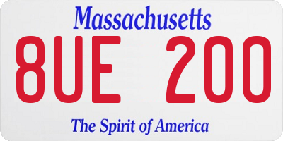 MA license plate 8UE200