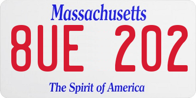 MA license plate 8UE202