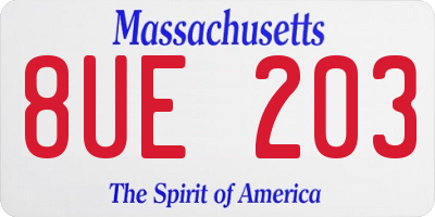 MA license plate 8UE203
