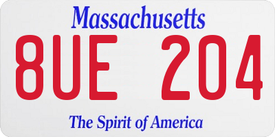 MA license plate 8UE204