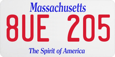 MA license plate 8UE205