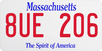 MA license plate 8UE206