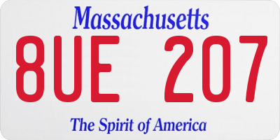 MA license plate 8UE207