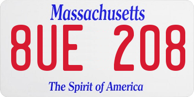 MA license plate 8UE208