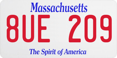 MA license plate 8UE209