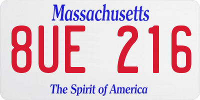 MA license plate 8UE216