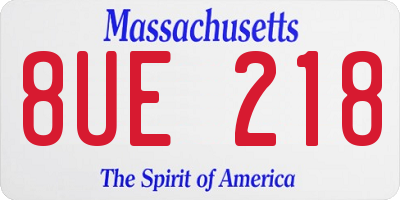 MA license plate 8UE218