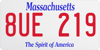 MA license plate 8UE219
