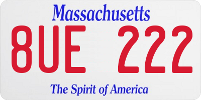 MA license plate 8UE222