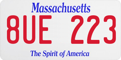 MA license plate 8UE223