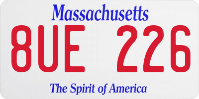 MA license plate 8UE226