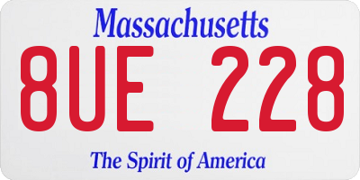 MA license plate 8UE228