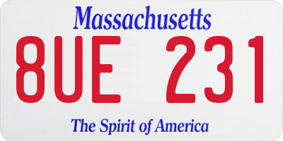 MA license plate 8UE231