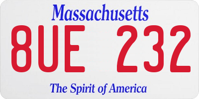 MA license plate 8UE232