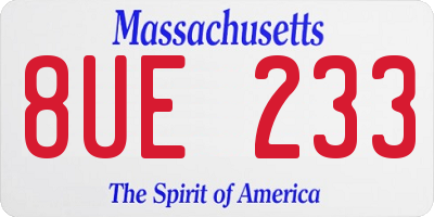 MA license plate 8UE233