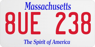 MA license plate 8UE238