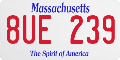 MA license plate 8UE239