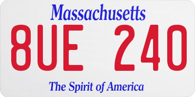 MA license plate 8UE240