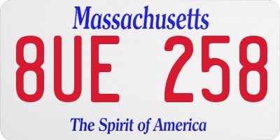 MA license plate 8UE258