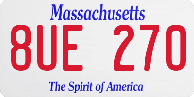 MA license plate 8UE270