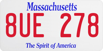 MA license plate 8UE278