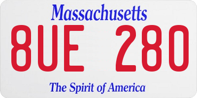 MA license plate 8UE280