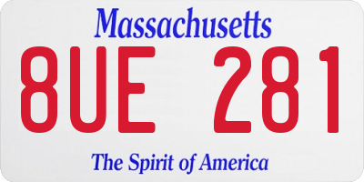 MA license plate 8UE281