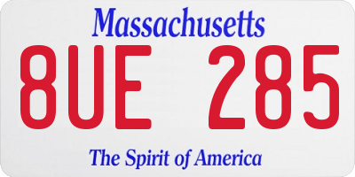 MA license plate 8UE285