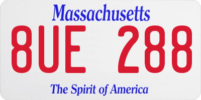 MA license plate 8UE288