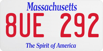 MA license plate 8UE292