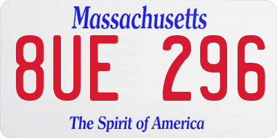 MA license plate 8UE296