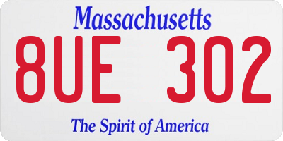 MA license plate 8UE302